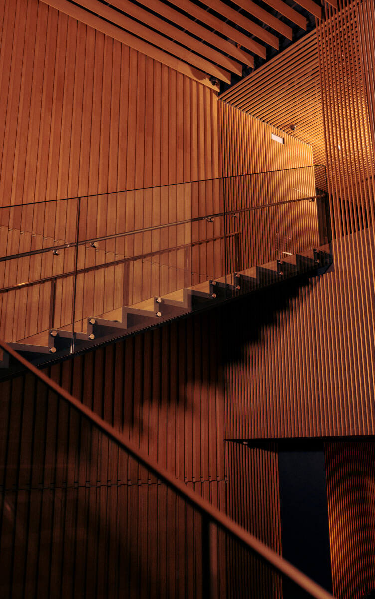 Interior staircase of the Suntory Musuem