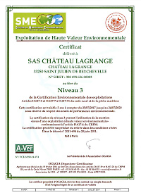 Highest Level 3 High Environmental Value (HVE) certification from the French Ministry of Agriculture
