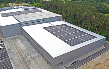 Solar panels at Suntory Kita Alps Shinano-no-Mori Water Plant