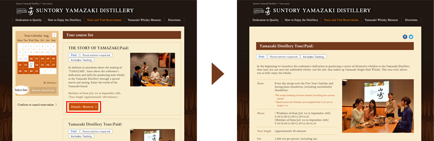 Select a tour and check the details