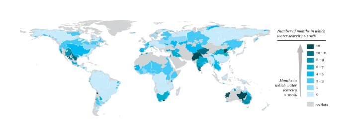 At least 2.7 billion people live in river basins that experience severe water shortage during at least one month of the year (WWF 2012)