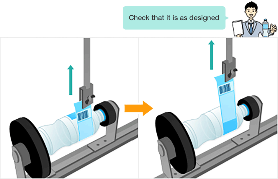 Diagram of verification of label adhesive strength